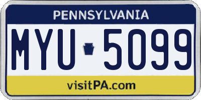 PA license plate MYU5099