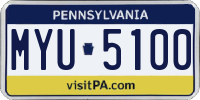 PA license plate MYU5100