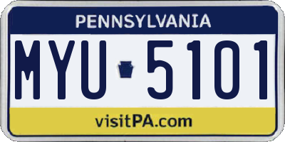 PA license plate MYU5101