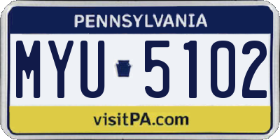 PA license plate MYU5102