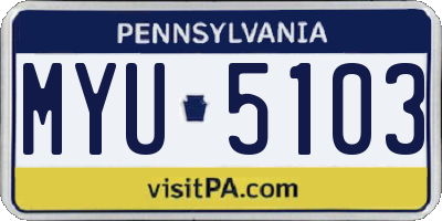 PA license plate MYU5103