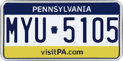 PA license plate MYU5105