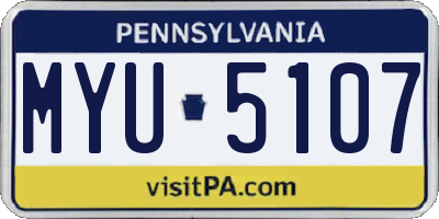 PA license plate MYU5107