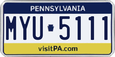 PA license plate MYU5111