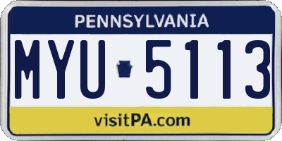 PA license plate MYU5113