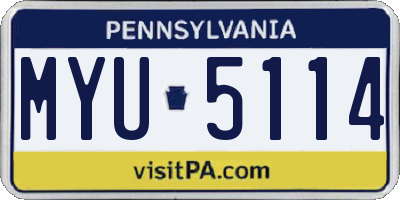PA license plate MYU5114