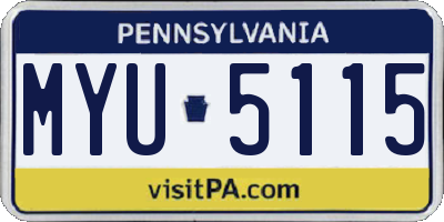 PA license plate MYU5115
