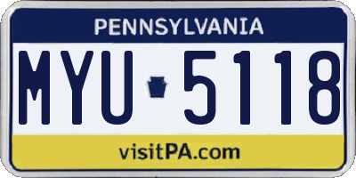 PA license plate MYU5118