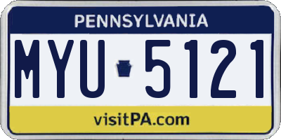 PA license plate MYU5121