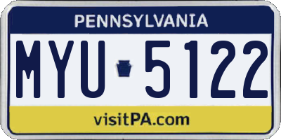 PA license plate MYU5122
