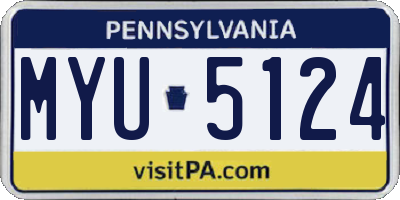 PA license plate MYU5124