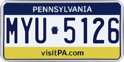 PA license plate MYU5126