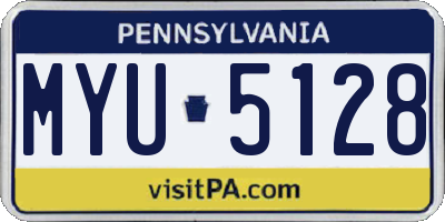 PA license plate MYU5128