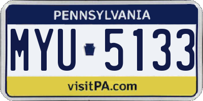 PA license plate MYU5133