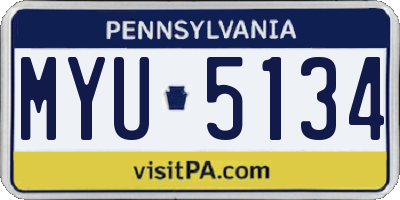 PA license plate MYU5134
