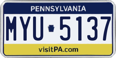PA license plate MYU5137