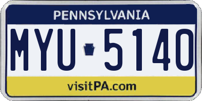 PA license plate MYU5140