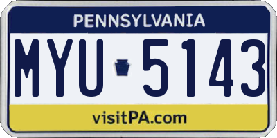 PA license plate MYU5143