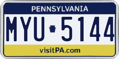 PA license plate MYU5144