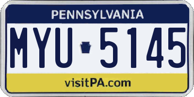 PA license plate MYU5145