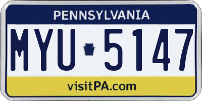 PA license plate MYU5147