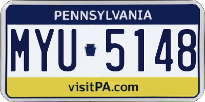 PA license plate MYU5148