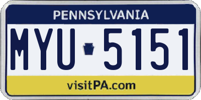 PA license plate MYU5151