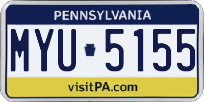 PA license plate MYU5155