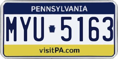 PA license plate MYU5163