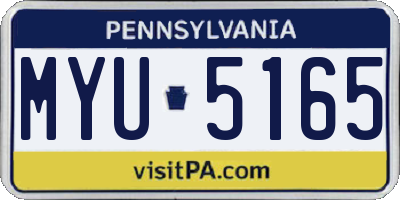 PA license plate MYU5165