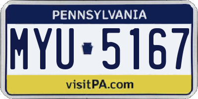 PA license plate MYU5167
