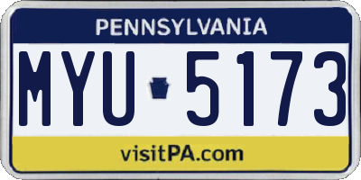 PA license plate MYU5173