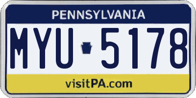 PA license plate MYU5178
