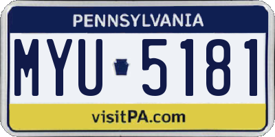 PA license plate MYU5181