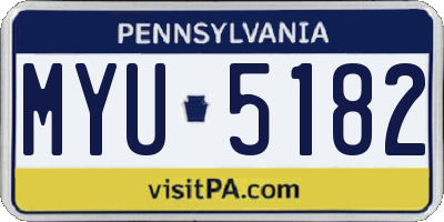 PA license plate MYU5182