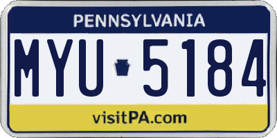 PA license plate MYU5184