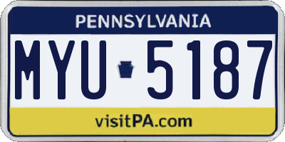 PA license plate MYU5187