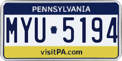 PA license plate MYU5194