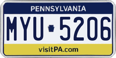 PA license plate MYU5206