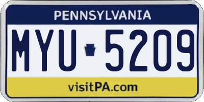 PA license plate MYU5209