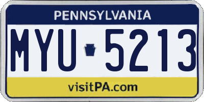 PA license plate MYU5213