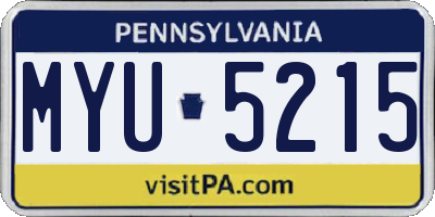 PA license plate MYU5215