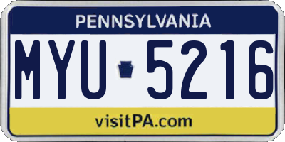 PA license plate MYU5216