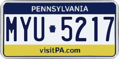 PA license plate MYU5217