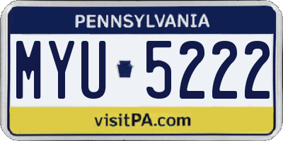 PA license plate MYU5222