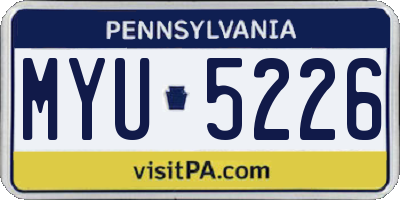 PA license plate MYU5226