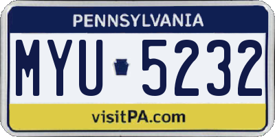 PA license plate MYU5232