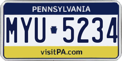 PA license plate MYU5234