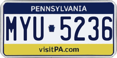 PA license plate MYU5236