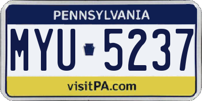 PA license plate MYU5237